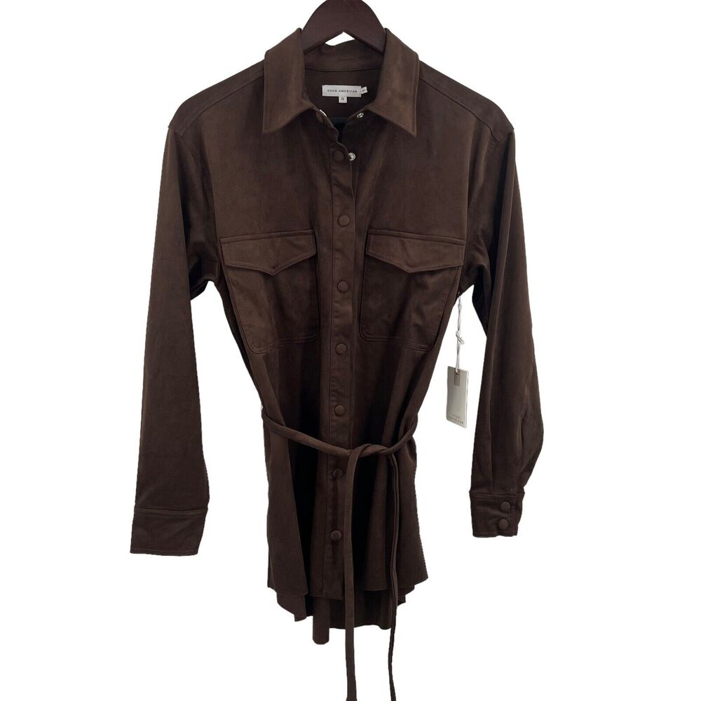 Good American Brown Snap‎ Front Shirt Size 0 / XS New